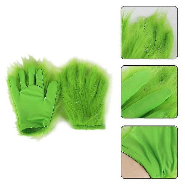 Gröna lurviga handskar Halloween Cosplay kostymtillbehör