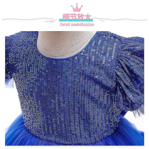 Girls Princess Dress Paljettbåge Fly Sleeve Staring Dress Barn Halloween Grön 80cm