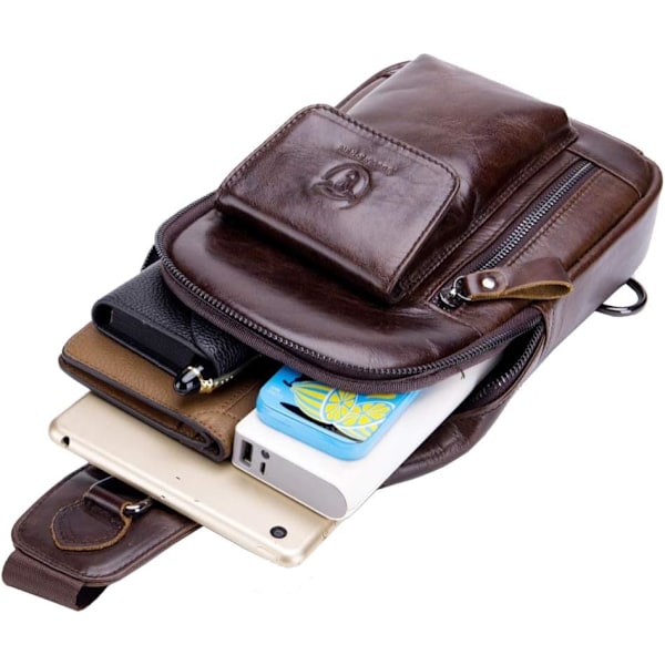 Axelremsväska i läder Crossbody Herr Dam Resor Utomhussporter, Ryggsäck
