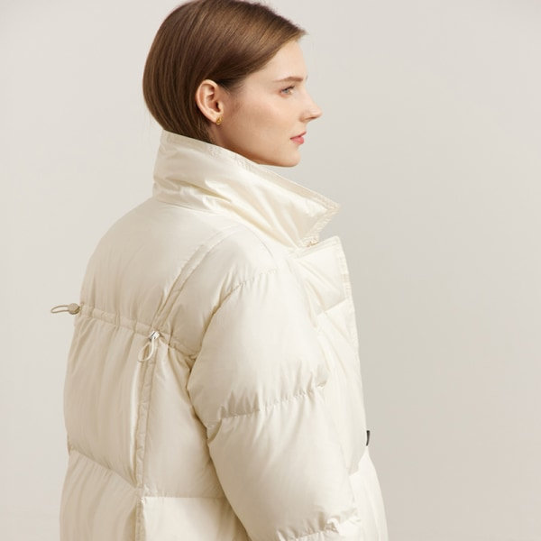Mode turn-down krage långa kläder Toppar dunjacka Beige XL