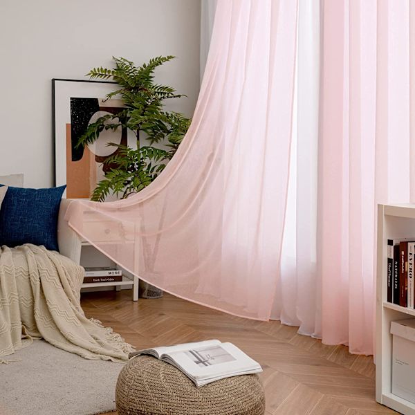 2 st. gardiner enfärgade (Rosa-100*250cm)