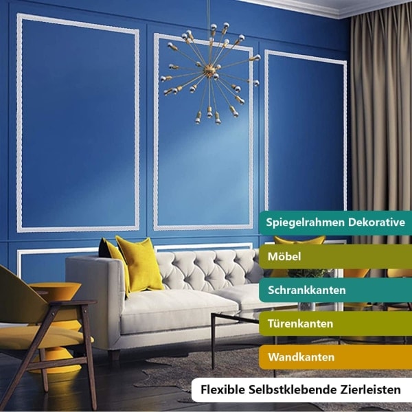 m vit självhäftande väggbeklädnad - flexibel list - C