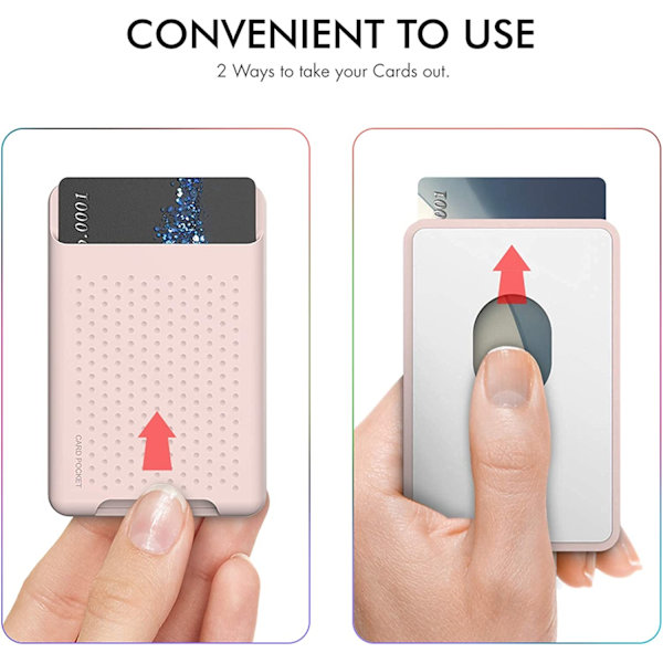 Korthållare för telefonens baksida för magnetisk silikonplånbok, rosa