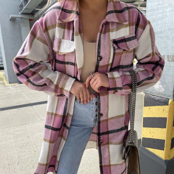 Kvinnors Casual Lapel Button Down lång kappa med bröstficka print öppen front svart med xl
