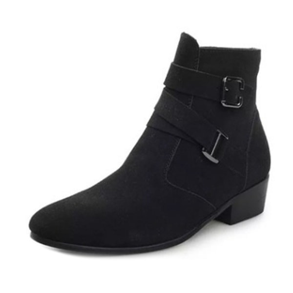 Män Lätt spetsad tå Casual Boot Komfort Vinterskor Nubuck Svart 40