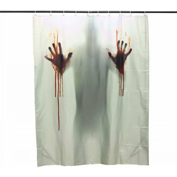 Halloween duschdraperi - Bloody Hands Horror duschdraperier med krokar för Halloween dekoration, 80x180cm