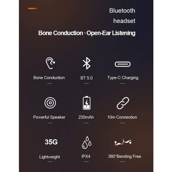 Bone Conduction Hörlurar Bluetooth 5.0, Wireless Open Ear Black