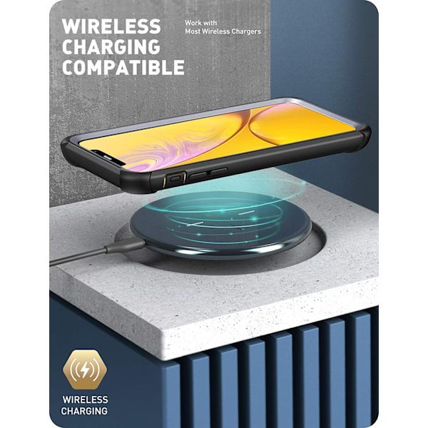 iPhone XR Rugged Clear Bumper Case Skärmskydd (svart)