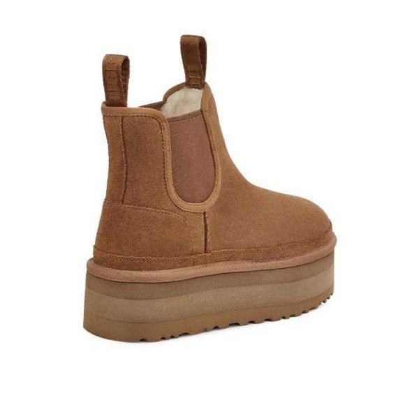 Vinterstövlar Chunky Heels Snow Boots Varma plyschstövlar För Dam Brun 35/225mm