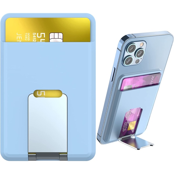 Korttelefonhållare för baksidan av magnetplånbok, långt toppblå