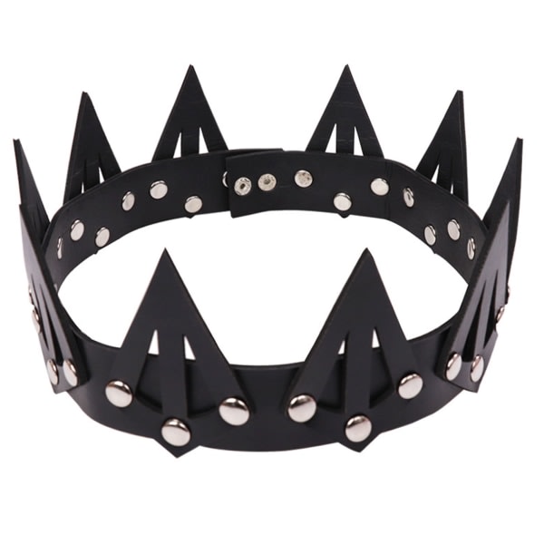 Halloween Läder Spiked Crown Tiara Gothic Queen Tiara Scen Cosplay Kostym Dans