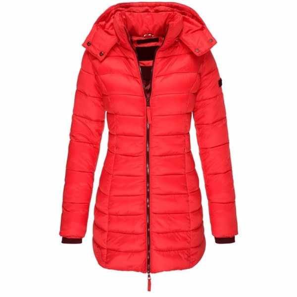Kvinnors medellånga Slim Coton Suit Warm Coat röd XXL