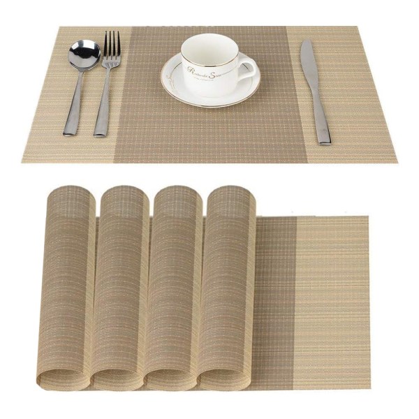 Anti-halk tvättbar bordsmatta PVC slitstark och värmebeständig 5-delad set matta 30x45 cm.