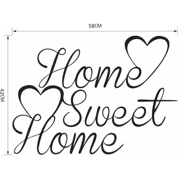 Hem Sweet Home Heart Family Quote Wall Decal Art Avtagbar