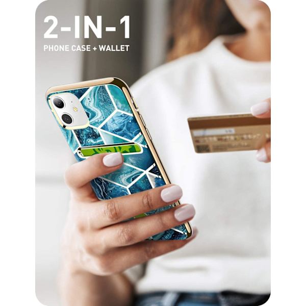 Wallet Slim Designer Wallet Case iPhone 11 Blå