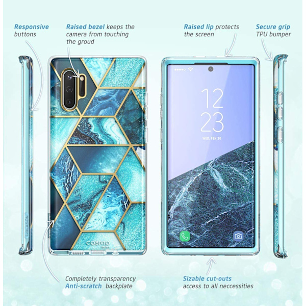 Galaxy Note 10 Case Bumper Marble Design Marinblå
