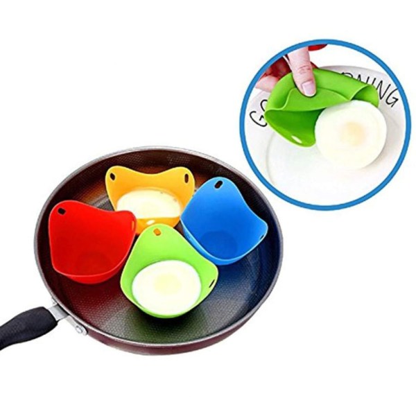 Äggkokare i silikon - Set med 4 Perfekta Pocherade ägg - Mikrovågsugn eller spishäll äggkokare
