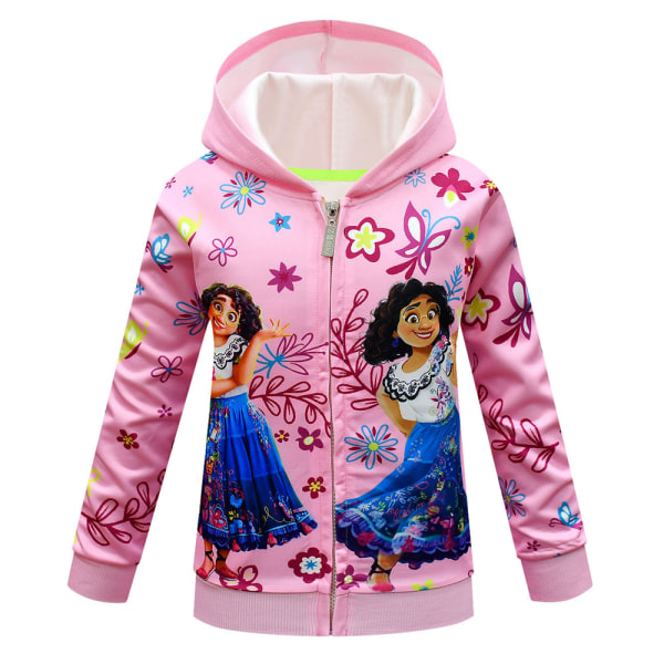 Encanto Kids Sweatshirt Hoody Zip Up Coat Jacka Vinterpresent Rosa 120cm