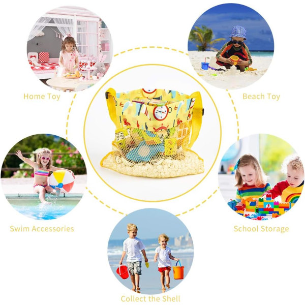 Beach Toy Shell Bag Barn Beach Bag 5-delad Set Färgglad Mesh Beach Bag
