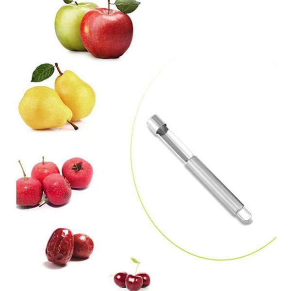 Köksskalare i rostfritt stål fruktkärna körsbärsurkärna olivkärna jordgubbsfruktutkärna, 21*2,1 cm