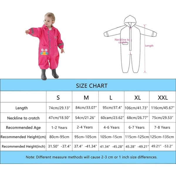 Regnrockar med huva för barn（S） Regnkostym Lång ponchojacka som andas