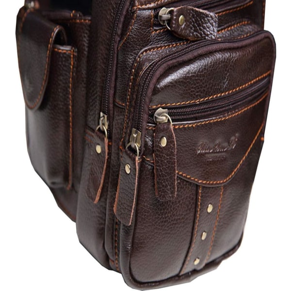 Axelremsväska i läder Crossbody Herr Dam Resor Utomhussporter, Ryggsäck