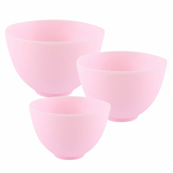 3 ST DIY Face Mixing Bowl Facial Mud Bowl Silikon (Rosa)