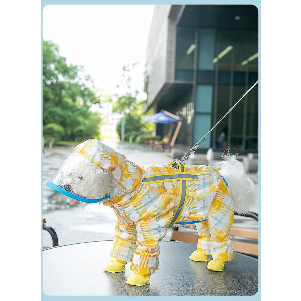Regnjacka för hund Regnjacka för husdjur Reflexremsa Vattentät Jumpsuit Andas Luvtröja Gul XL