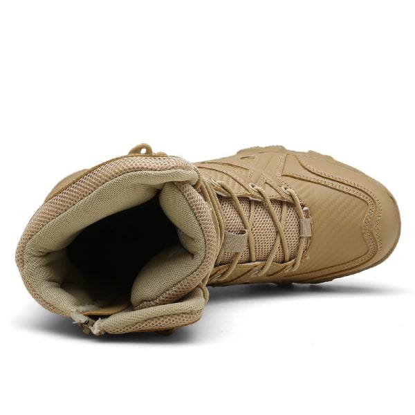 Herr Tactical High Top Combat Boot Rund Toe Outdoor Halkfri Brun 46