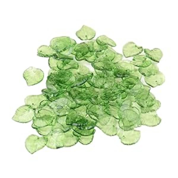 200 st klargröna akrylbladshängen 15x15 mm med 1,5 mm hål för gör-det-själv
