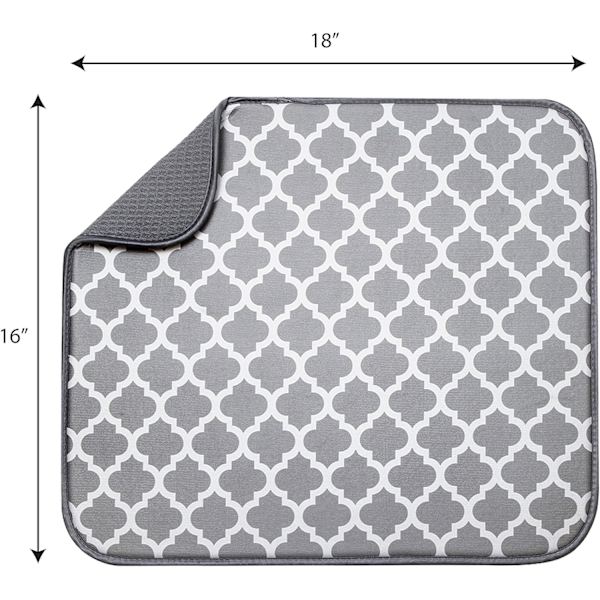 Absorberande, vändbar torkmatta i mikrofiber för kök, 16 tum x 18 tum, vit spaljé (497401)
