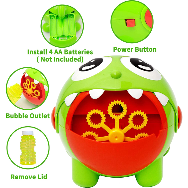 Automatisk Dragon Bubble Machine, för pojkar Girl Gift (grön)
