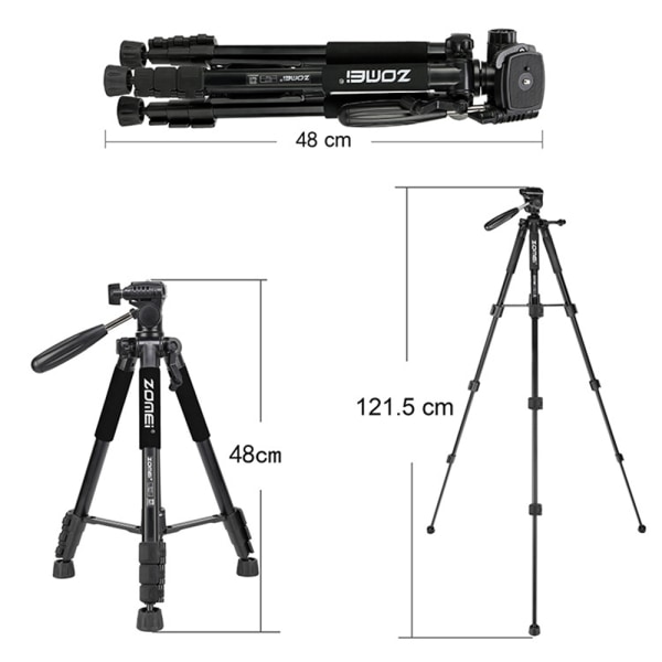 Kamerastativ för Canon Nikon Sony, lätt resestativ med case för DSLR/SLR