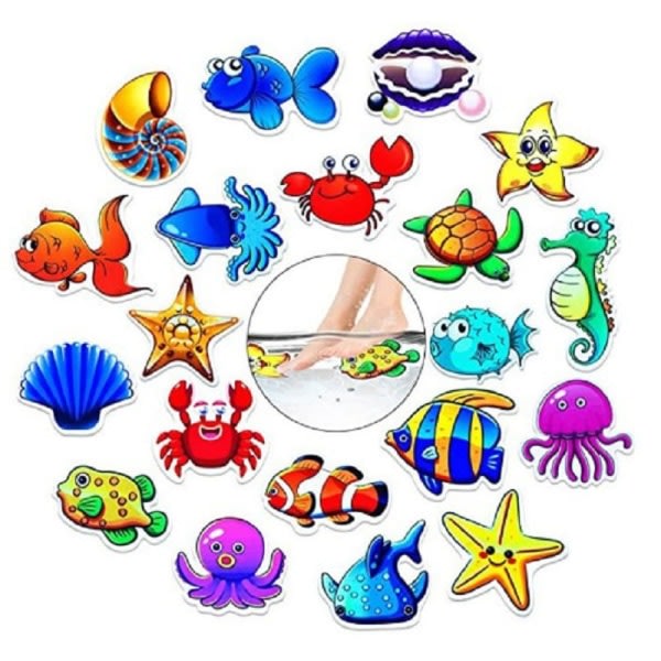 Halkfria badkarsklistermärken, 20 stora havsklister för barn med halkskydd