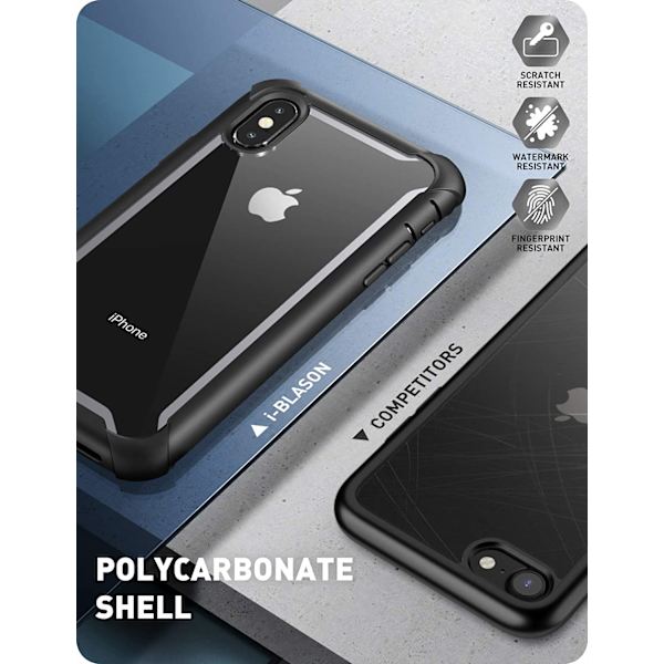 iPhone Xs Full-Body Clear Bumper Case Skärmskydd Svart