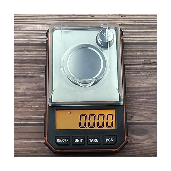 Elektronisk digitalvåg Bärbar Minivåg Precision Professionell fickvåg 50g Kalibrering Vi Svart Orange