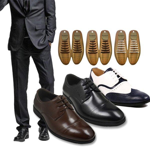 12 st Elastic Free Tie No Tie Lazy Silikon Skosnörsklänning Sh Black