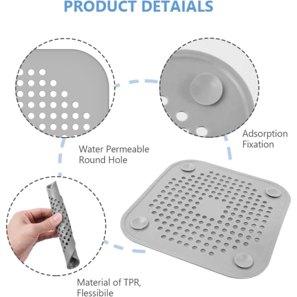 4 st silikonavloppsskydd, diskbänkssil med sugkopp, anti-täppa hår och smutsfilter för badkar dusch