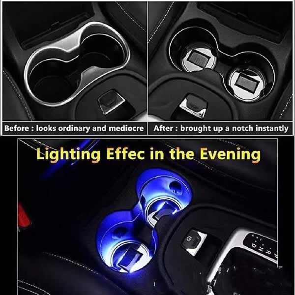 1PC färg bil LED mugghållare belysning kassan bakgrundsbelysning LED sades | | | används för Cadillacs logotyp