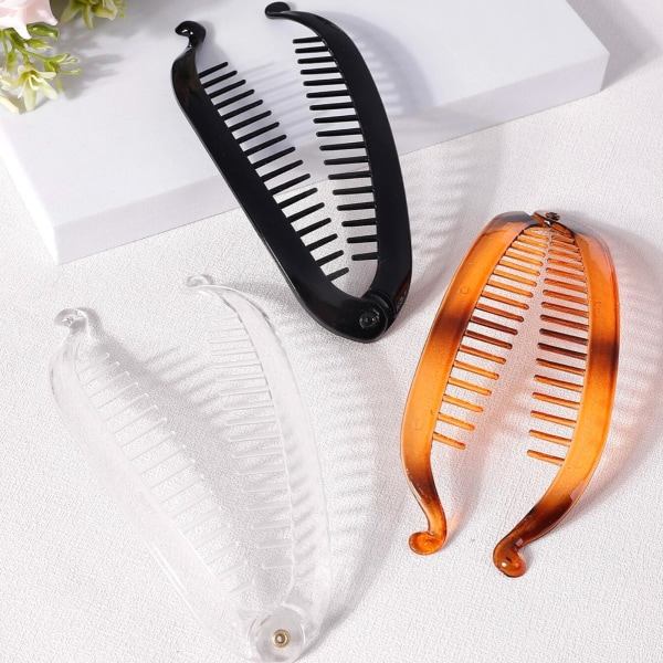 Banan hårklämma Corn Twist Comb Clamp Grip Slide Fish Banana Transparent One-size