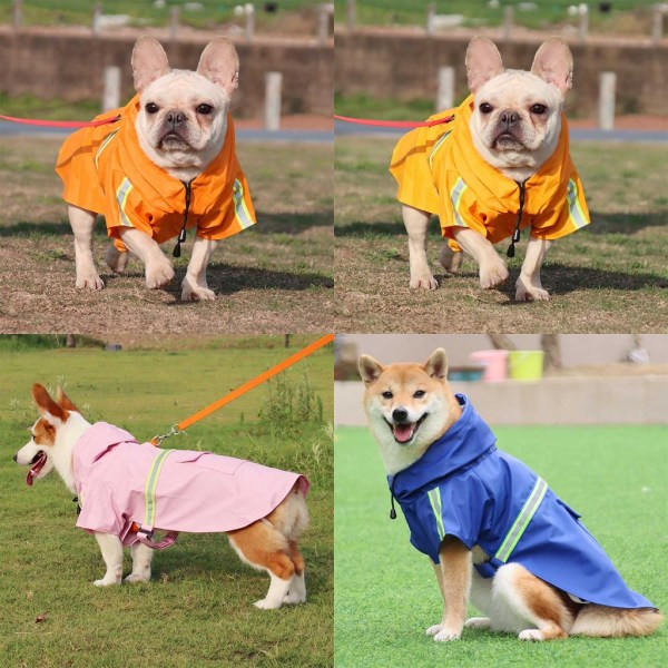 Reflekterande ränder Regnkappa för hundar Valpkläder Regnkappa för hund utomhusjackor Blå 2XL