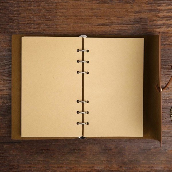 Dagbok / Anteckningsbok 14 cm - Retro Läder - Brun Brun