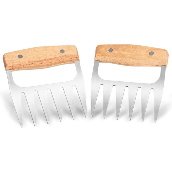 Rostfritt blad med trähandtag, lämplig för köttportionering, grillning etc., 2 st/förpackning