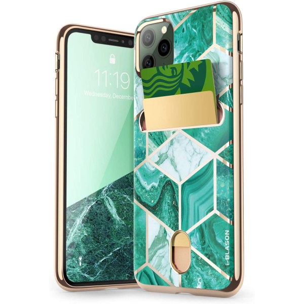 Apple iPhone 11 Pro Wallet Slim Designer Wallet Case Grön