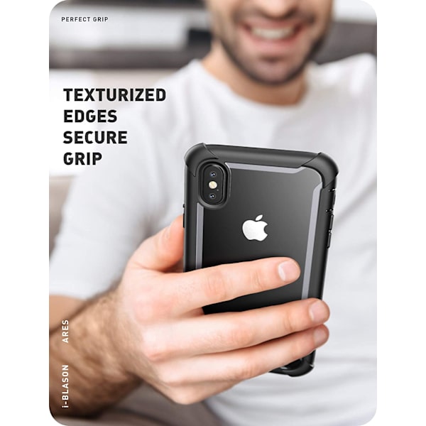 iPhone Xs Full-Body Clear Bumper Case Skärmskydd Svart