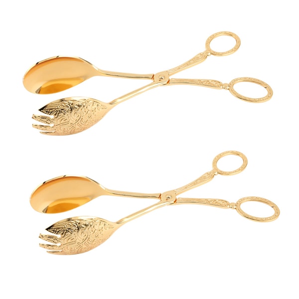 2 ST Bakverkstång Zinklegering Kökstång Bröd Tårta Sallad Mat Köksbuffé (Guldspets)