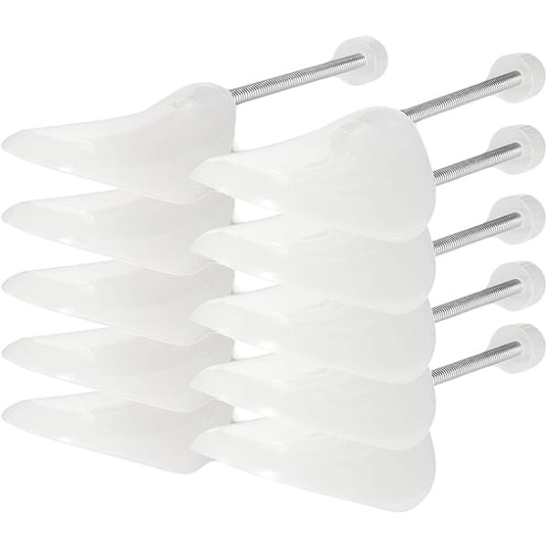 Set med 5 par plastskoträd, skoform, anpassningsbar storlek 38-44, transparent