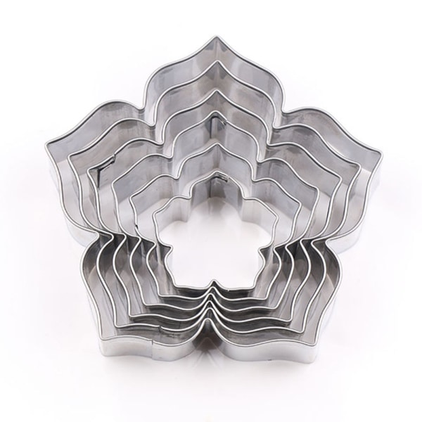 5 st Rostfritt stål Lilja Blomblad Form Form Fondant Cookie Tool