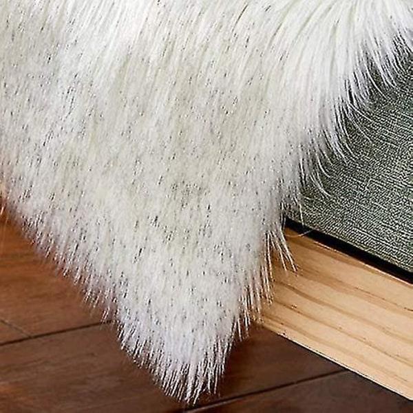 Faux fårskinnsmatta Faux Fleece Matta Fluffig Mjuk Långt Hår Dekorativ Stolsdyna Soffa