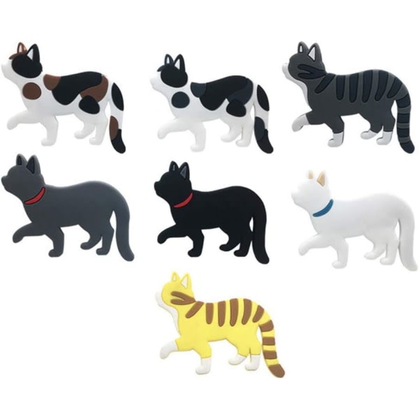 Cat Kylskåpmagneter, Cat Pattern Bulletin Magnet, Cat Tail kan lutas för att hänga föremål (7 st)